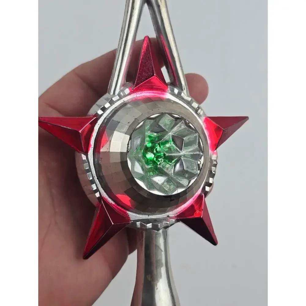 Christmas Tree Topper Plastic Unbreakable Finial Silver Green Pink 9.5